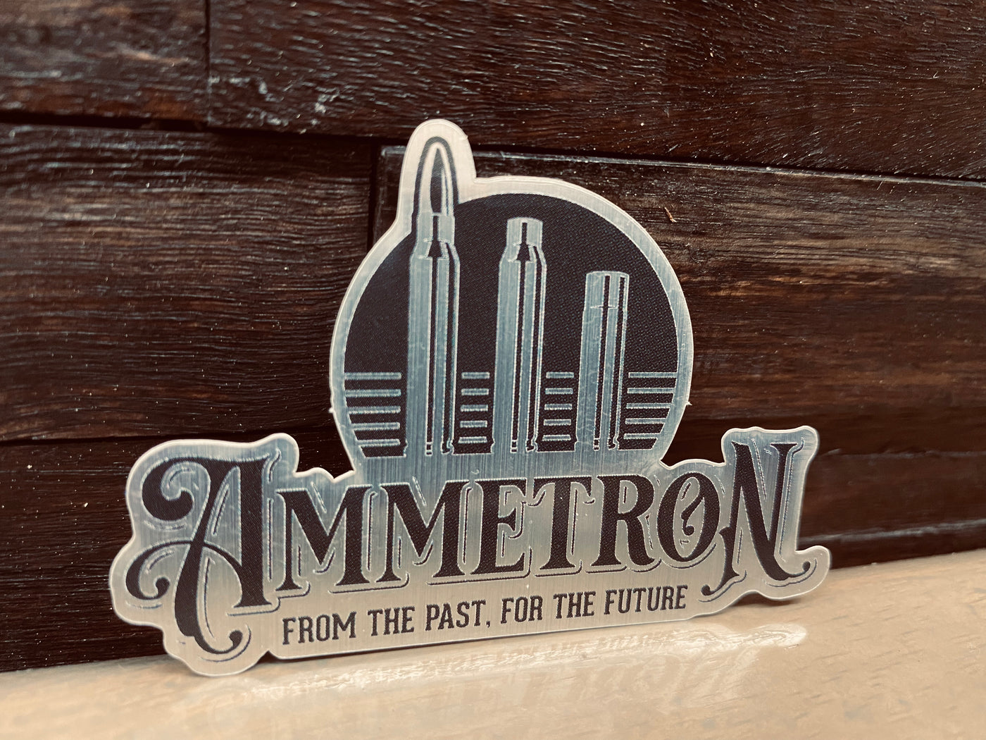 Ammetron Logo & Slogan Sticker - Brushed Aluminum